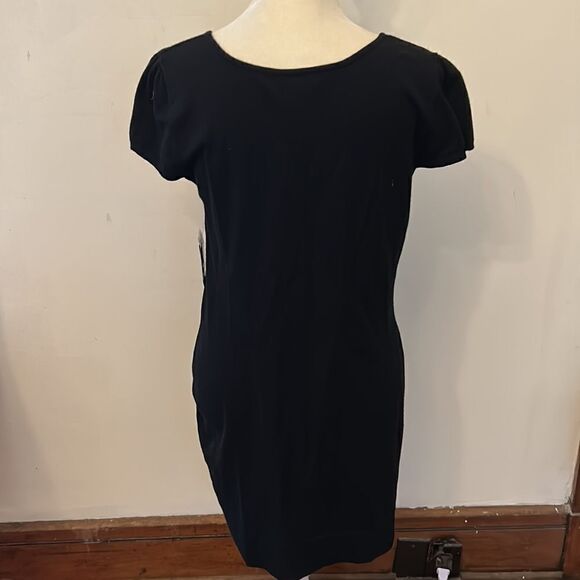 INC short sleeve ruffle front black sweater Size L New - Picture 5 of 10